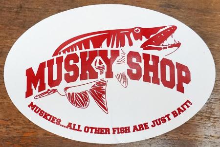 Musky Shop Oval Red Decal