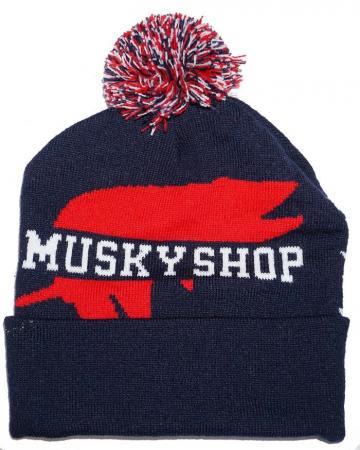 Musky Shop Red White Blue Pom Beanie