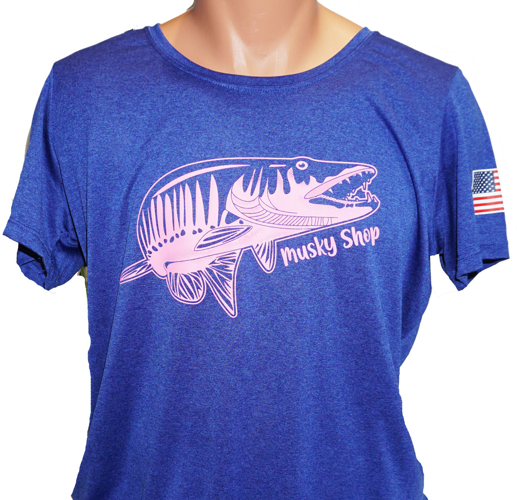 Musky Shop Sport Tek Ladies Heather Scoop Tee Cobalt Heather