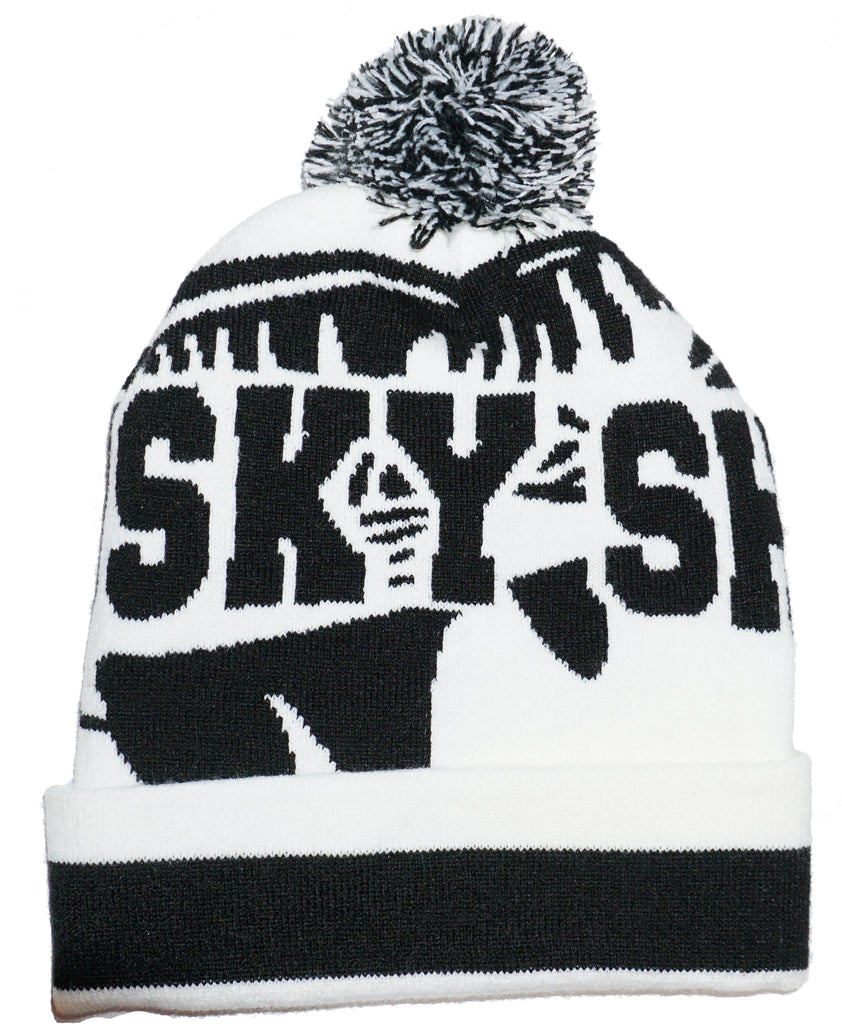 musky shop black white beanie