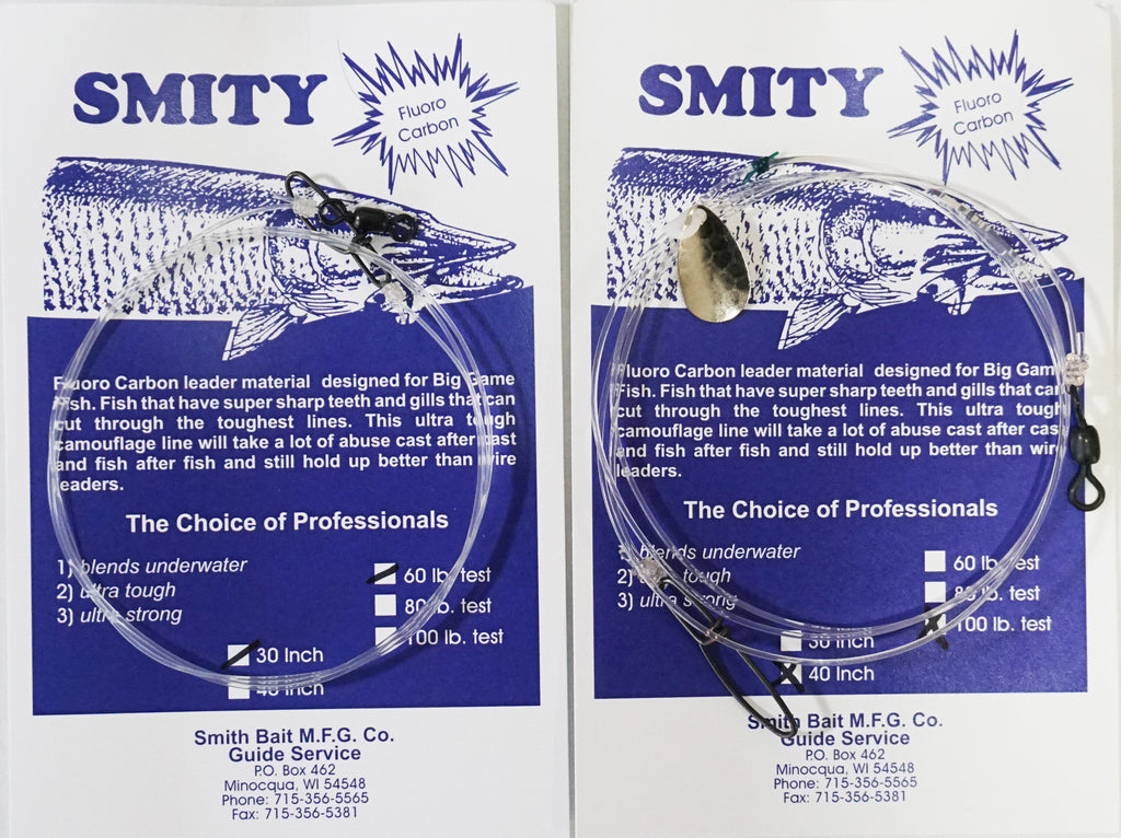 Smity's Fluorocarbon Trolling Leaders W/ Crane Swivels/Cross Loc Snap